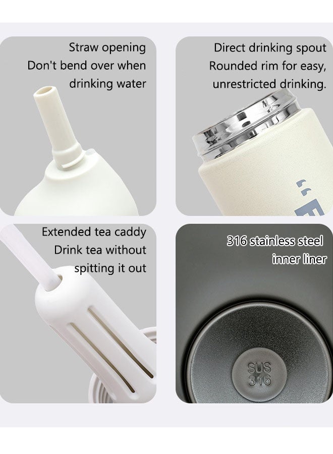 Lasola Water Bottle,Vacuum Insulated Water Bottle,Stainless Steel Vacuum Insulated Tumbler with Lid,Straw and handle for Water, Iced Tea or Coffee, Smoothie and More, Hot Cold Liquids Sports Bottle,800ml,Leak Proof, White - Image 4